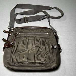 MZ Wallace Paige Nylon and Leather Tote Crossbody Bag Olive Green Medium